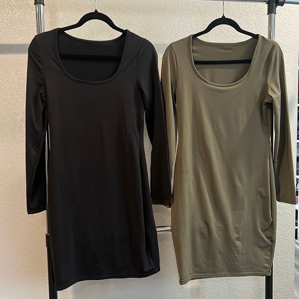 2 for 1 Black and Olive Green Bodycon Dress Sherpa lined